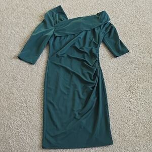 Grace Karin Teal One-Shoulder Ruched Midi Dress
